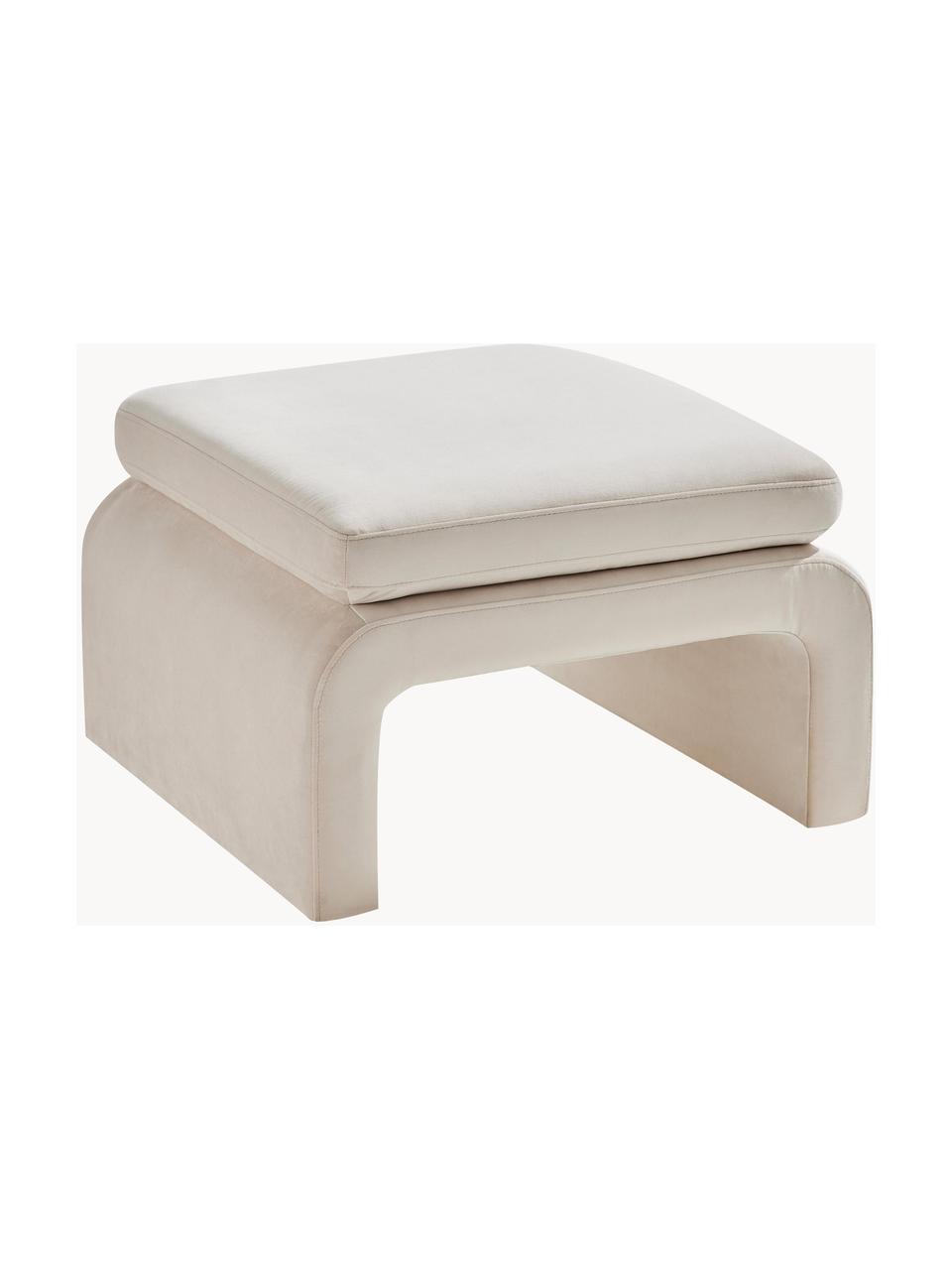 Fluwelen poef Mika, Bekleding: 100% polyester, Frame: grenenhout, FSC-gecertifi, Fluweel beige, B 70 x H 45 cm