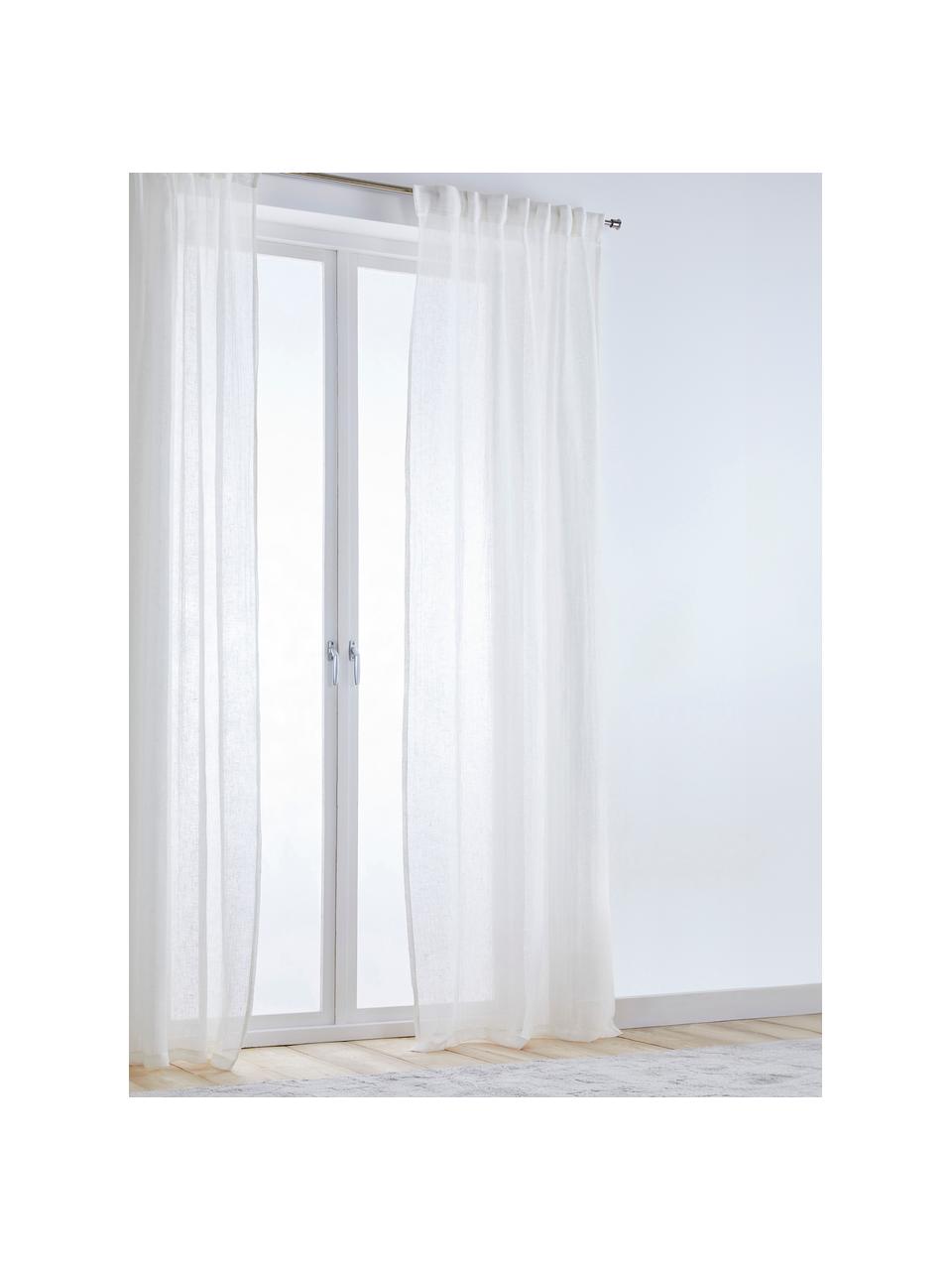 Halbtransparente Gardinen Ellen mit Multifunktionsband, 2 Stück, 100 % Leinen, Off White, B 115 x L 250 cm