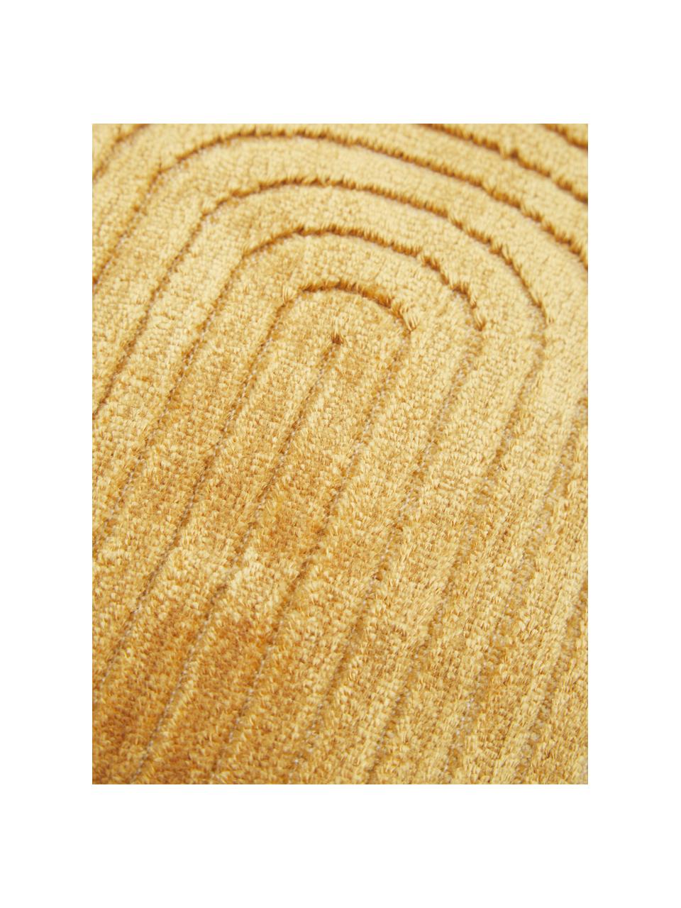 Fluwelen kussenhoes Carraway met structuurpatroon, Mosterdgeel, 30 x 50 cm