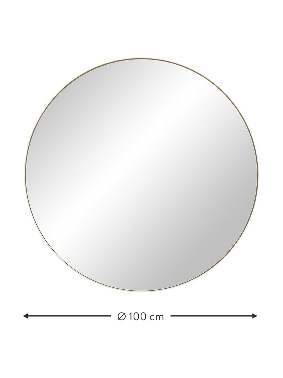 Ronde wandspiegel Ivy met goudkleurige lijst, Lijst: vermessingd metaal, Goudkleurig, Ø 100 cm