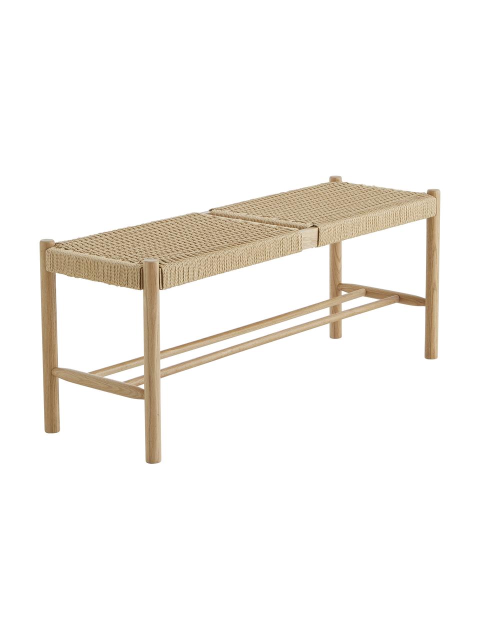 Banc bois beige avec cannage Ellan, Bois de chêne, larg. 110 x haut. 45 cm