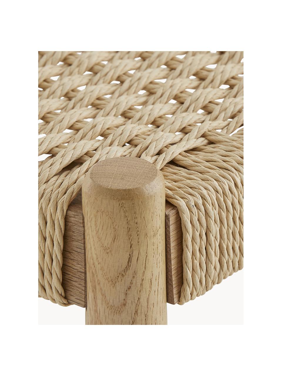 Banco de madera de roble Ellan, Estructura: madera de roble, Asiento: cuerda de papel encerada, Madera de roble, An 110 x Al 45 cm