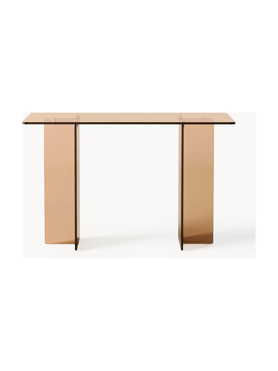 Console en verre Anouk, Verre, Brun, transparent, larg. 120 x haut. 75 cm