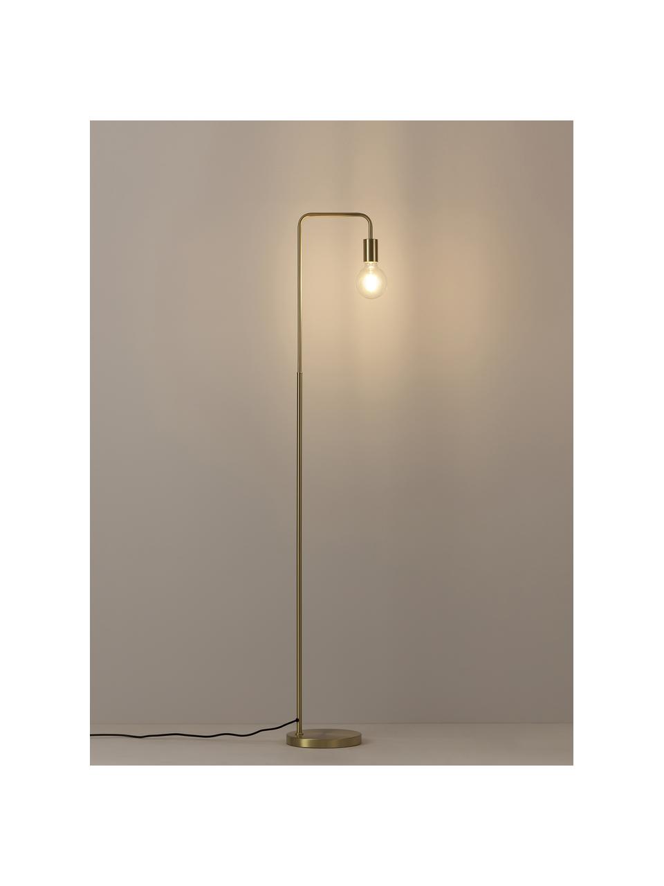Lámpara de lectura de metal Flow, Lámpara: metal, latón, Cable: cubierto en tela, Dorado, Al 153 cm