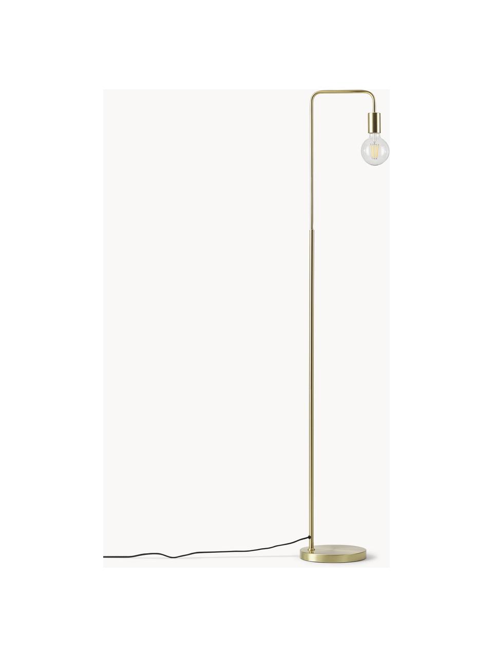 Leeslamp Flow van metaal, Lamp: vermessingd metaal, Goudkleurig, H 153cm