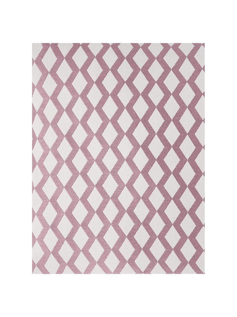 Kussenhoes Matteo met patroon, 51% viscose, 25% polyester, 15% linnen, 9% katoen, Roze, gebroken wit, 40 x 40 cm
