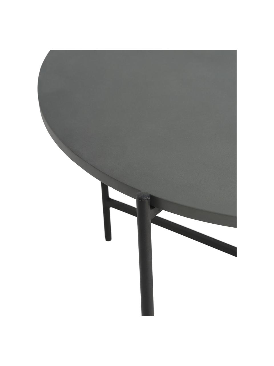 Zahradní kovový odkládací stolek s cementovou deskou Avisa, Šedá, černá, Ø 80 cm, V 46 cm