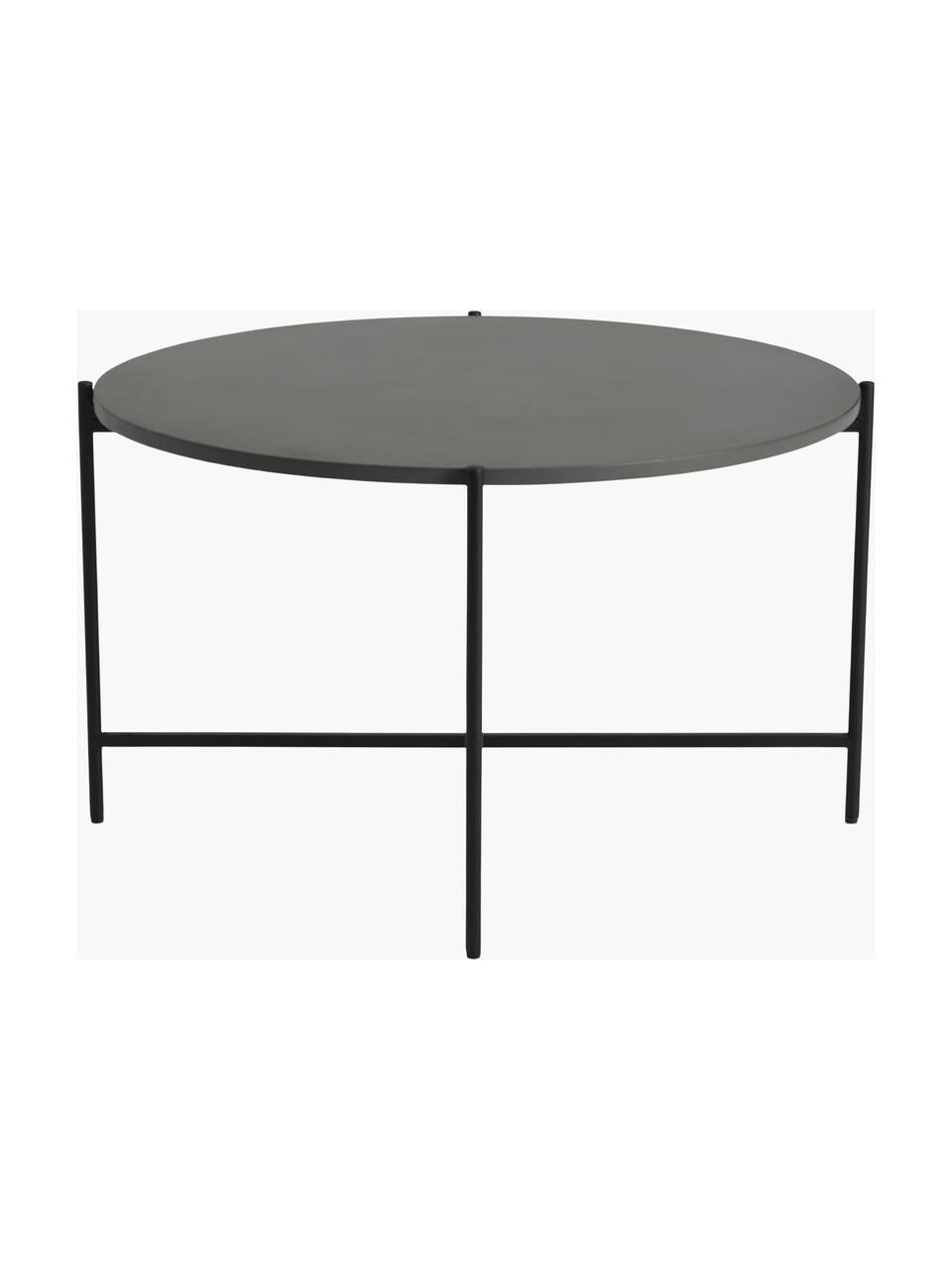 Mesa auxiliar para exterior de metal Avisa, tablero de cemento, Tablero: fibrocemento, Estructura: metal con pintura en polv, Gris, negro, Ø 80 x Al 46 cm