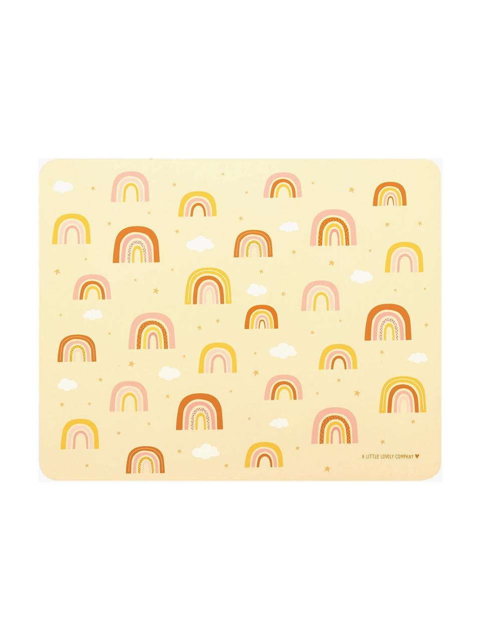 Kinderplacemat Rainbows, Rubber, Lichtgeel, roze- en oranjetinten, B 43 x D 34 cm