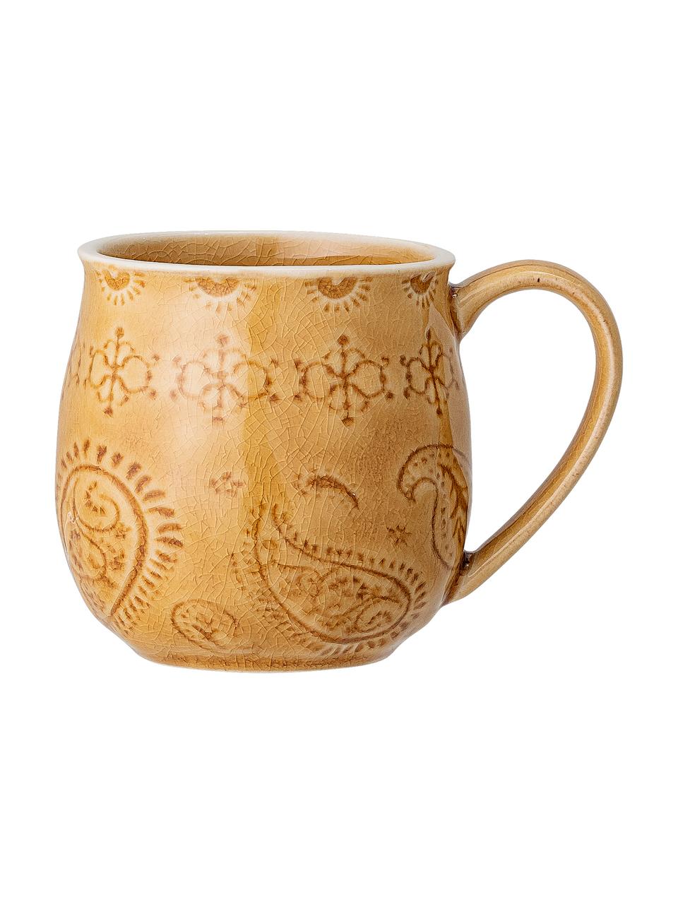 Taza de café artesanal Rani, Gres, Amarillo, Ø 10 x Al 10 cm