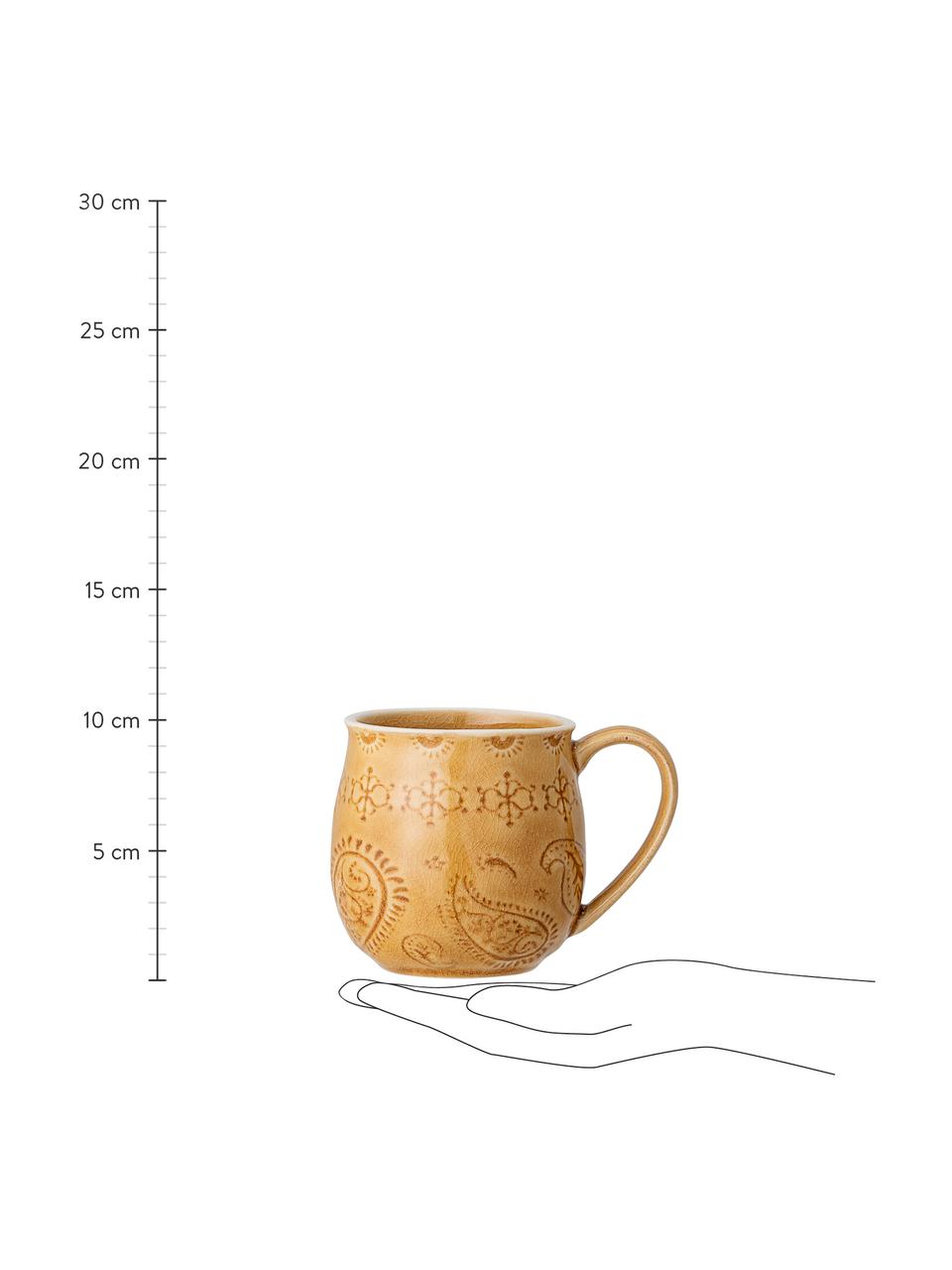 Taza de café artesanal Rani, Gres, Amarillo, Ø 10 x Al 10 cm