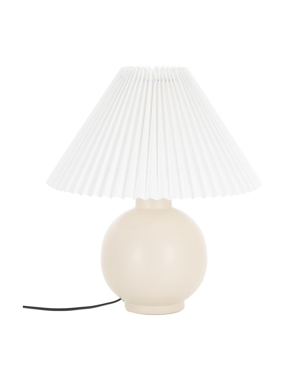 Lampada da tavolo in ceramica con paralume plissettato Vivid, Paralume: 100% cotone, Base della lampada: ceramica, Beige, Ø 36 x Alt. 40 cm