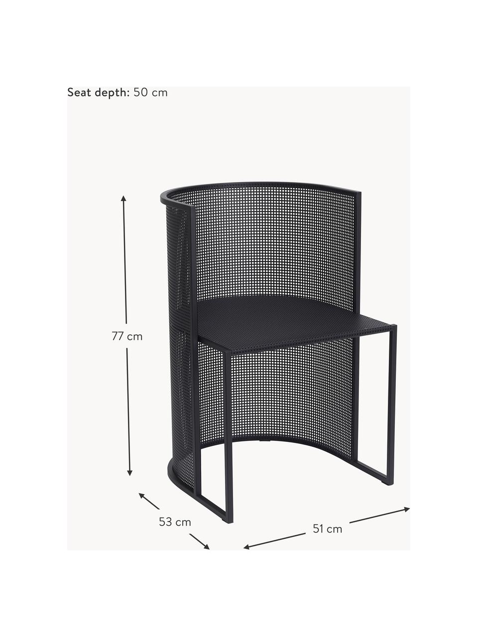 Garten-Armlehnstuhl Bauhaus, Stahl, pulverbeschichtet, Schwarz, B 51 x T 53 cm