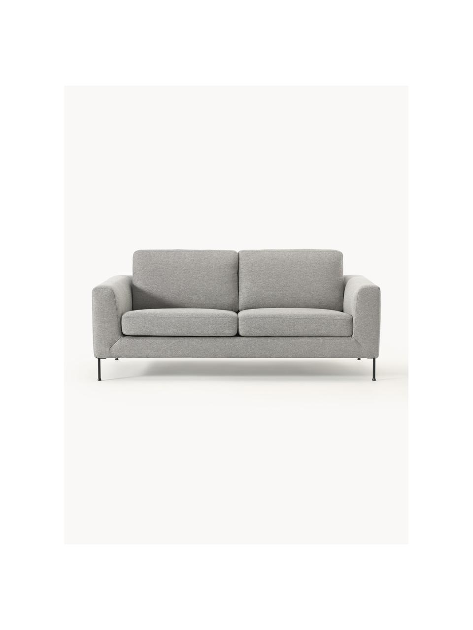 Bank Cucita (2-zits), Bekleding: geweven stof (100% polyes, Frame: massief grenenhout, FSC-g, Poten: gelakt metaal, Geweven stof grijs, B 187 x D 94 cm