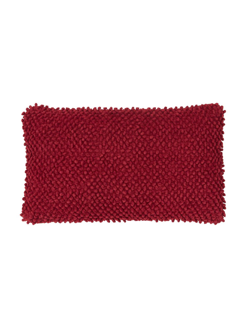 Povlak na polštář se strukturovaným povrchem Indi, 100 % bavlna, Tmavě červená, Š 30 cm, D 50 cm