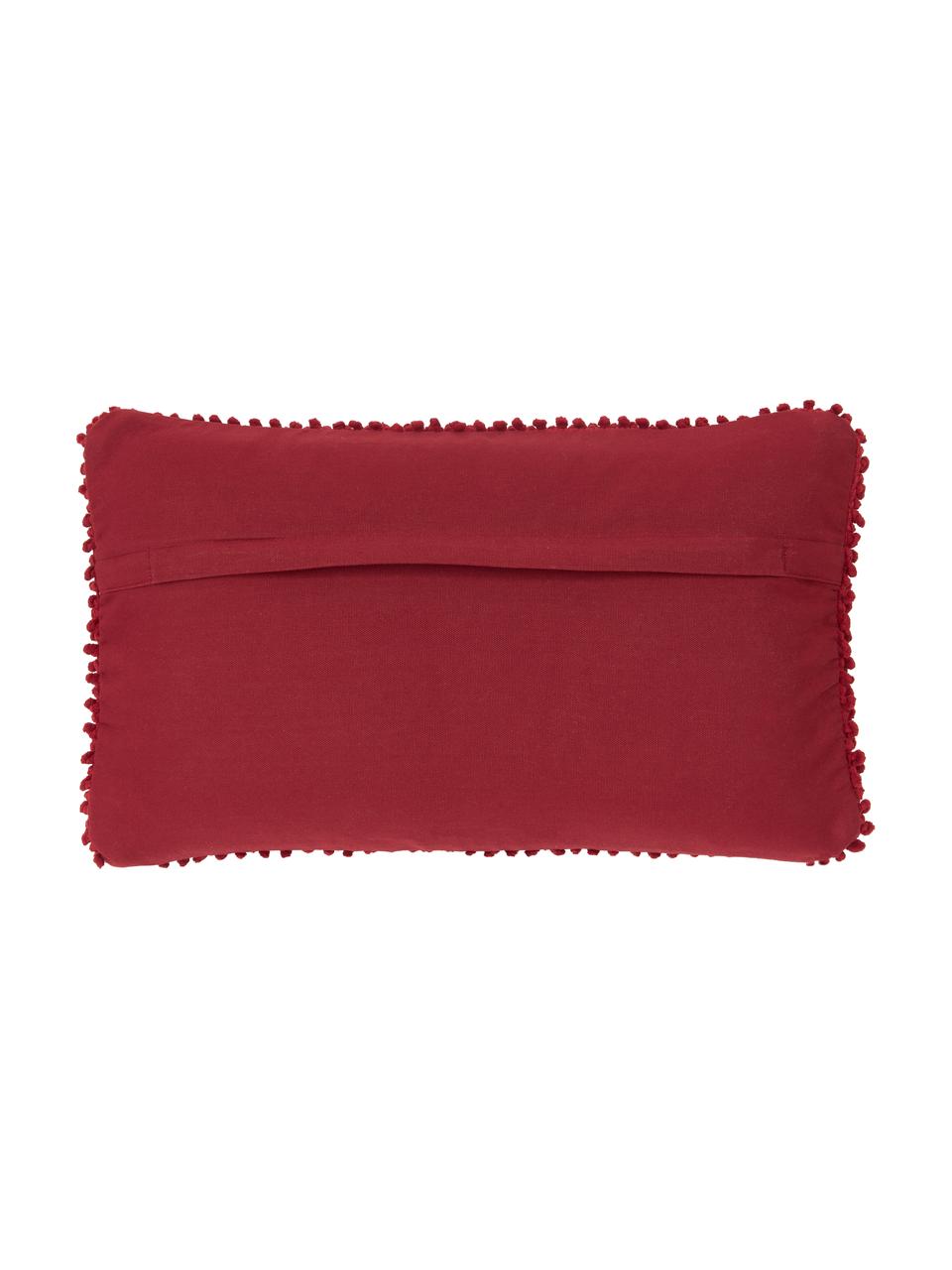 Povlak na polštář se strukturovaným povrchem Indi, 100 % bavlna, Tmavě červená, Š 30 cm, D 50 cm