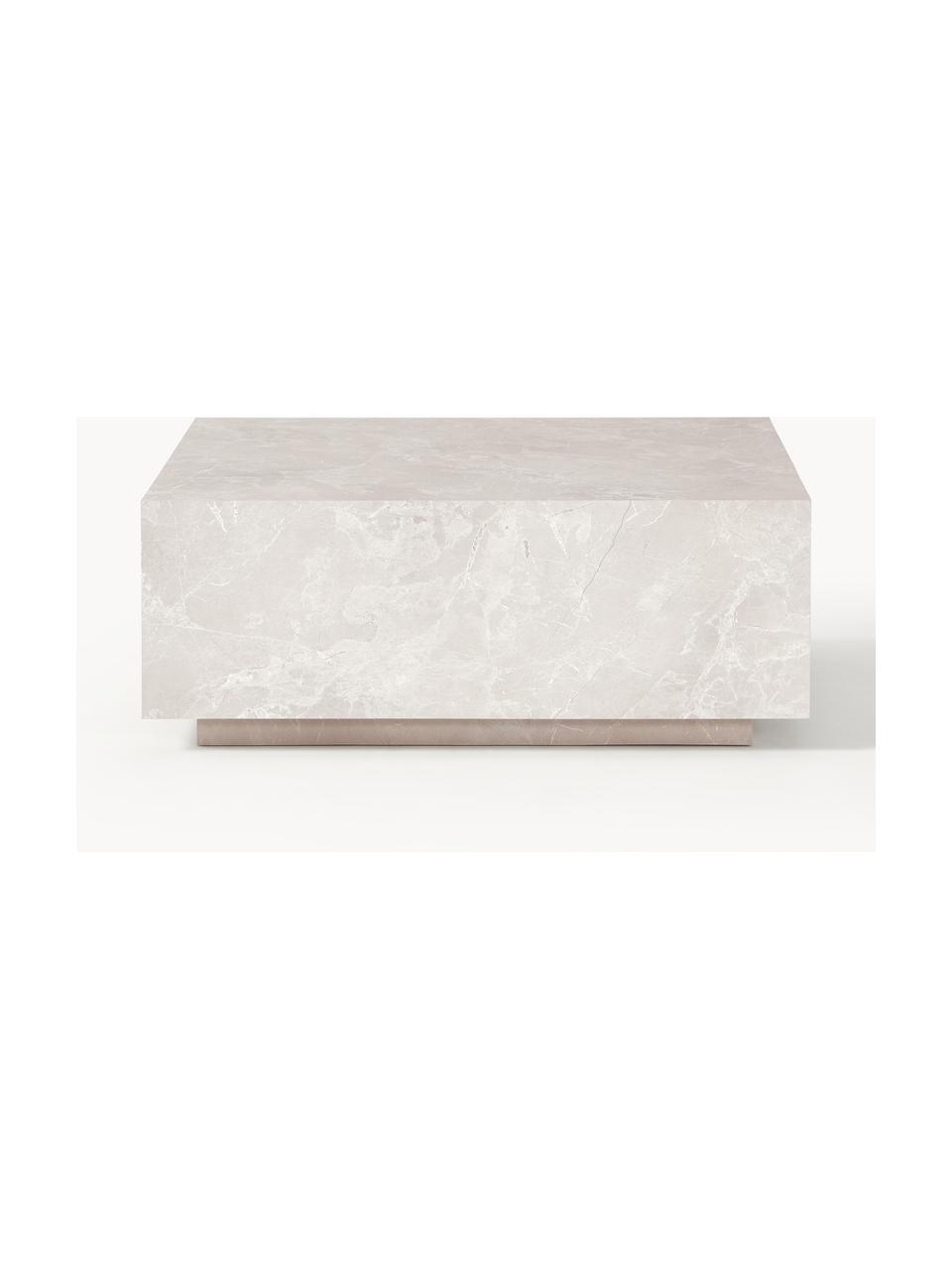 Tavolino da salotto effetto travertino Lesley, Pannello di fibra a media densità (MDF) rivestito con foglio di melamina, Effetto travertino beige, opaco, Larg. 90 x Alt. 35 cm