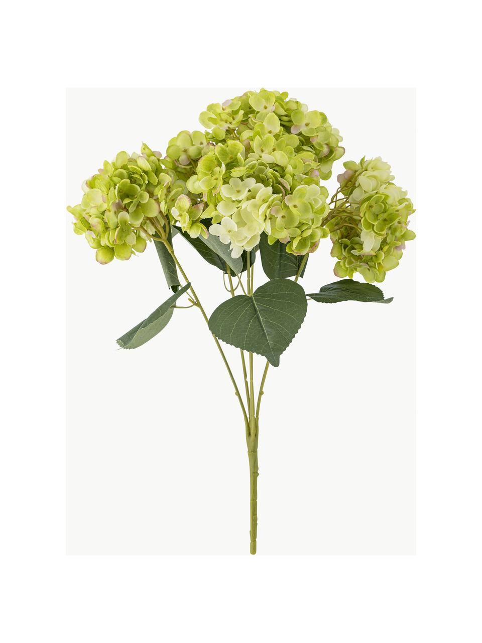 Fleur artificielle Hortensie, Plastique, polyester, métal, Tons verts, long. 49 cm