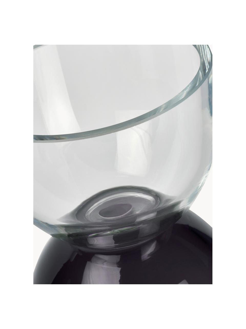 Handgefertigte Vase Vasari, H 32 cm, Glas, Grautöne, transparent, Ø 12 x H 32 cm