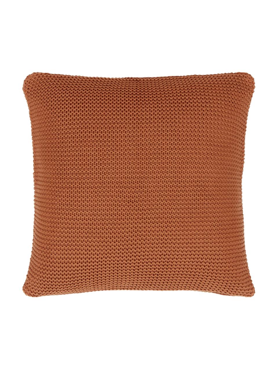 Strick-Kissenhülle Adalyn aus Bio-Baumwolle, 100% Bio-Baumwolle, GOTS-zertifiziert, Rostrot, B 50 x L 50 cm
