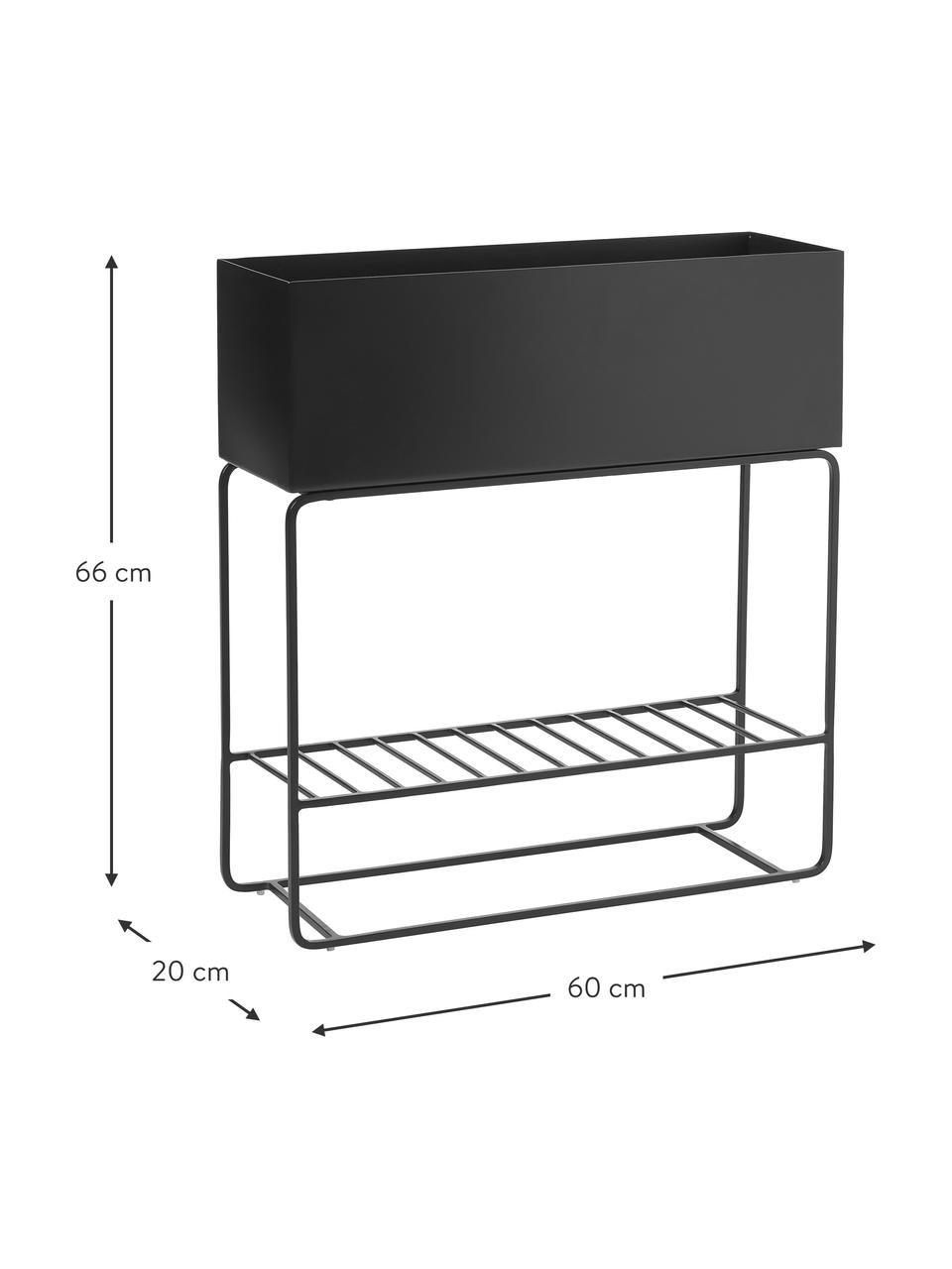 Fioriera XL nera con ripiano Kelda, Metallo rivestito, Nero, Larg. 60 x Alt. 66 cm