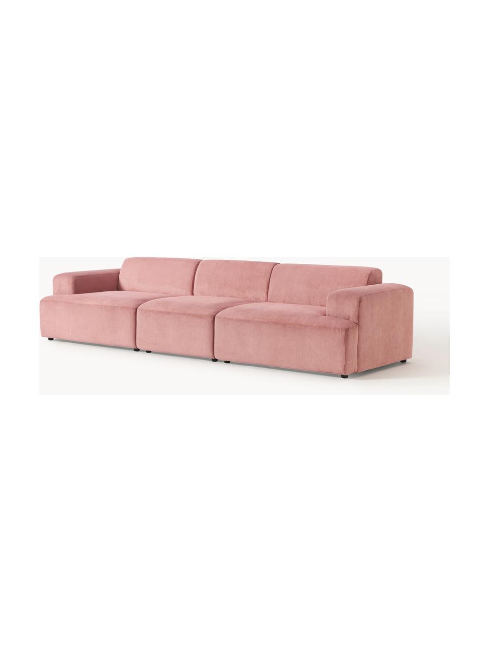 Cord-Sofa Melva (4-Sitzer), Bezug: Cord (92 % Polyester, 8 %, Gestell: Massives Kiefernholz, Spe, Füße: Kunststoff Dieses Produkt, Cord Altrosa, B 319 x T 101 cm