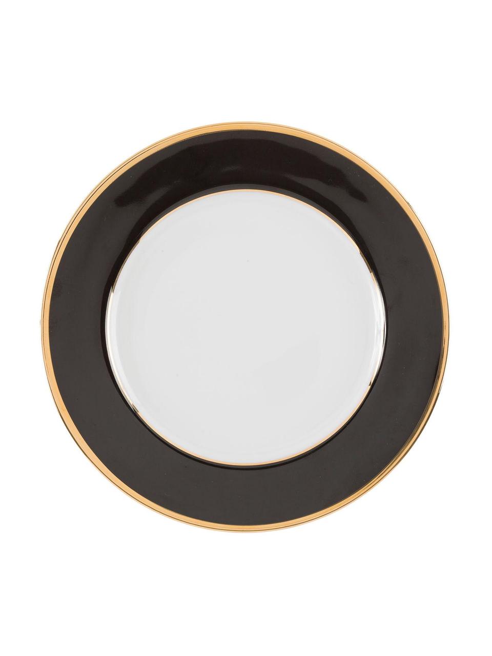 Platos postre de porcelana Ginger, 6 uds., Porcelana, Negro, blanco, dorado, Ø 20 cm