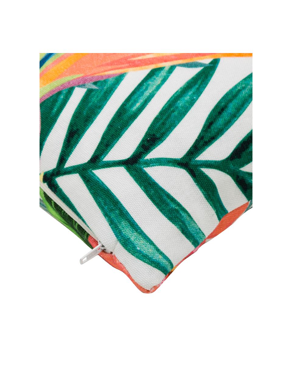 Housse de coussin tropicale Polly, Multicolore, blanc