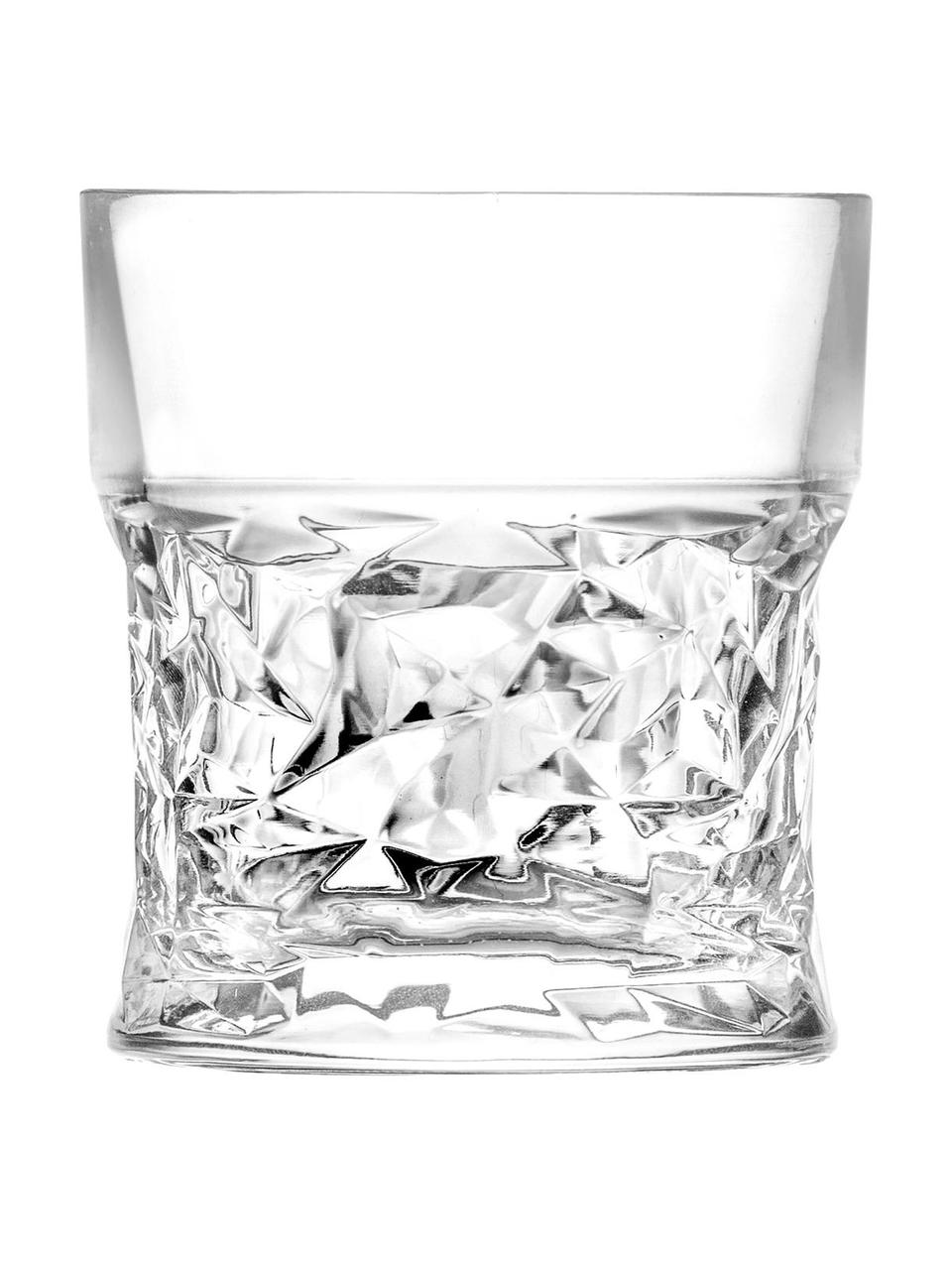 Szklanka do whiskey ze szkła kryształowego z reliefem Bicchiero, 6 szt., Szkło kryształowe, Transparentny, Ø 9 x W 10 cm, 320 ml