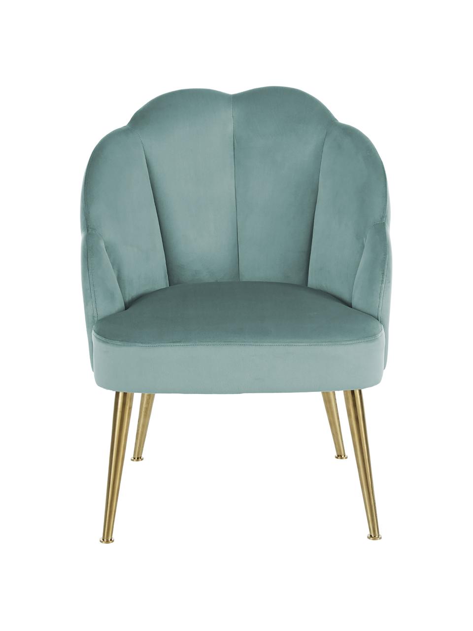 Fluwelen fauteuil Helle in turquoise, Bekleding: fluweel (polyester), Poten: gepoedercoat metaal, Fluweel turquoise, B 65 x D 65 cm