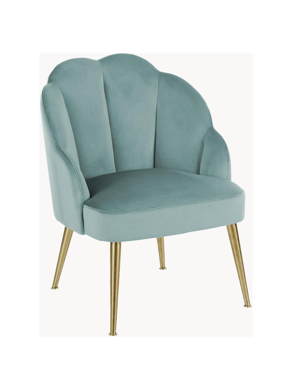 Fluwelen cocktailfauteuil Helle, Bekleding: fluweel (polyester) Met 3, Poten: gepoedercoat metaal, Fluweel turquoise groen, B 65 x D 65 cm