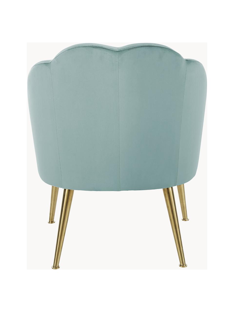 Fluwelen cocktailfauteuil Helle, Bekleding: fluweel (polyester) Met 3, Poten: gepoedercoat metaal, Fluweel turquoise groen, B 65 x D 65 cm