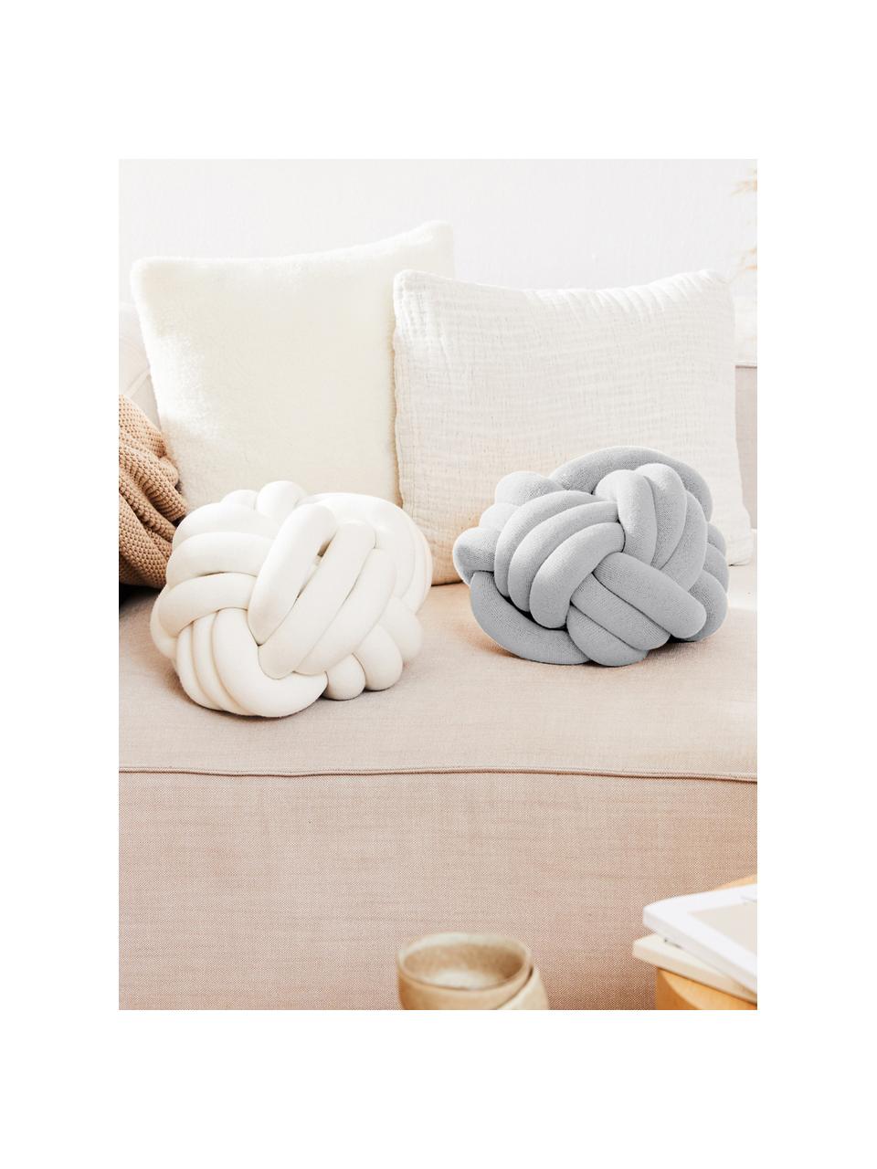 Spletený polštář Twist, Světle šedá, Ø 30 cm