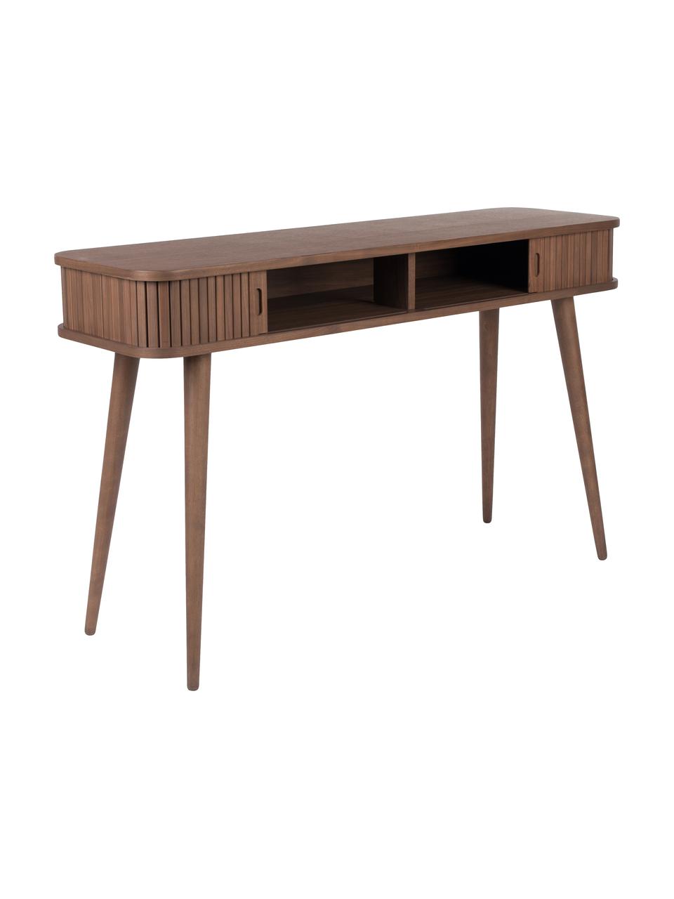 Consolle in legno con cassetti e frontali scanalati Barbier, Legno di noce, Larg. 120 x Prof. 35 cm
