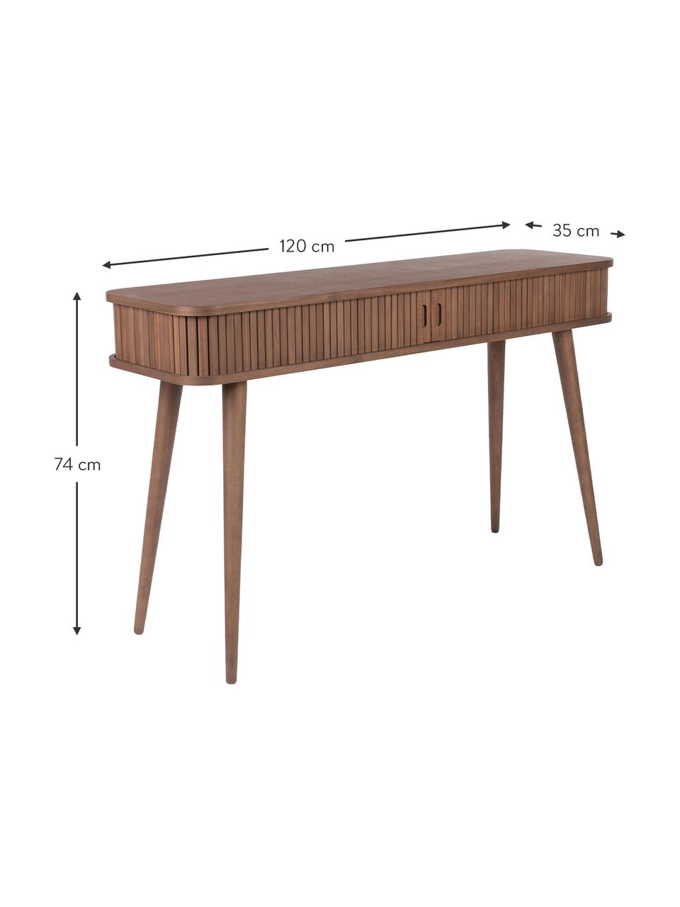 Consolle in legno con cassetti e frontali scanalati Barbier, Legno di noce, Larg. 120 x Prof. 35 cm