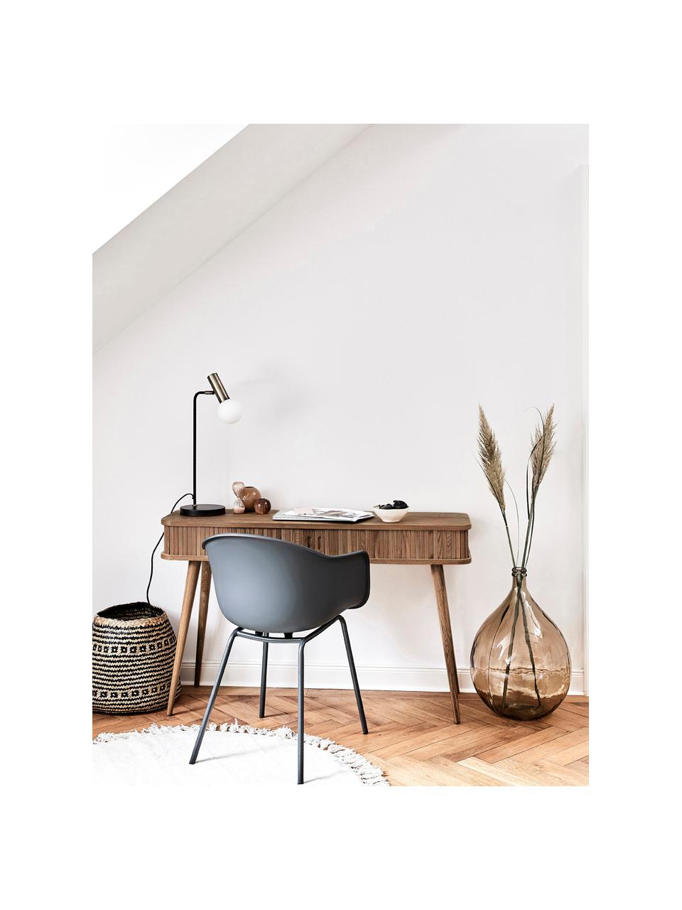 Houten bijzettafel Barbier met opbergruimte en geribbelde voorzijde, Frame: MDF, walnoothoutfineer, Walnoothoutkleurig, B 120 x D 35 cm