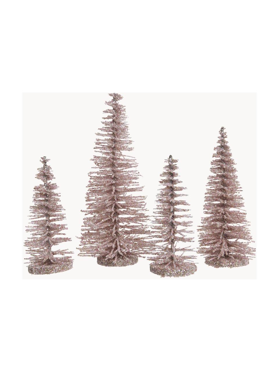 Set 4 alberi decorativi Minitree, Plastica, Rosa antico, dorato, Set in varie misure