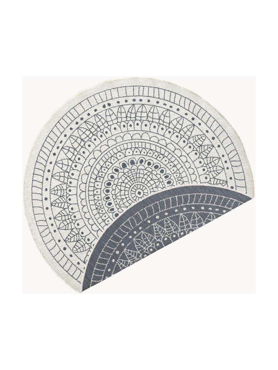 Okrúhly vzorovaný obojstranný koberec do interiéru/exteriéru Porto, 100 % polypropylén, Sivá, krémová, Ø 140 cm (veľkosť M)