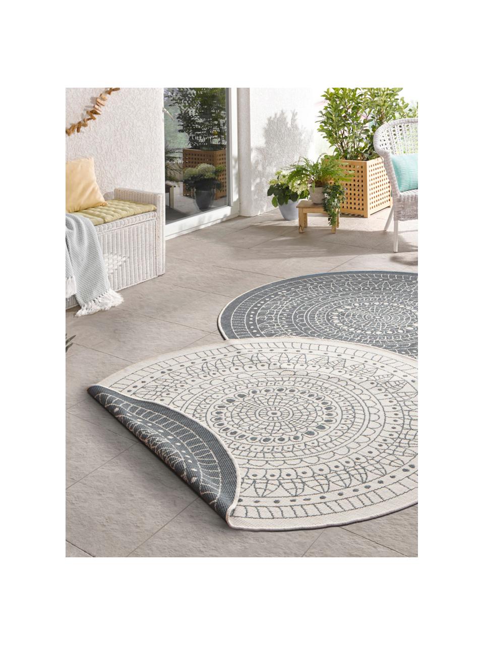 Alfombra redonda reversible de interior/exterior Porto, Gris, crema, Ø 140 cm (Tamaño M)