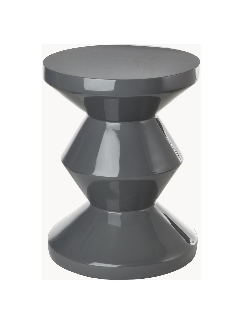 Stolik pomocniczy Zig Zag, Tworzywo sztuczne lakierowane, Ciemny szary, Ø 36 x W 46 cm