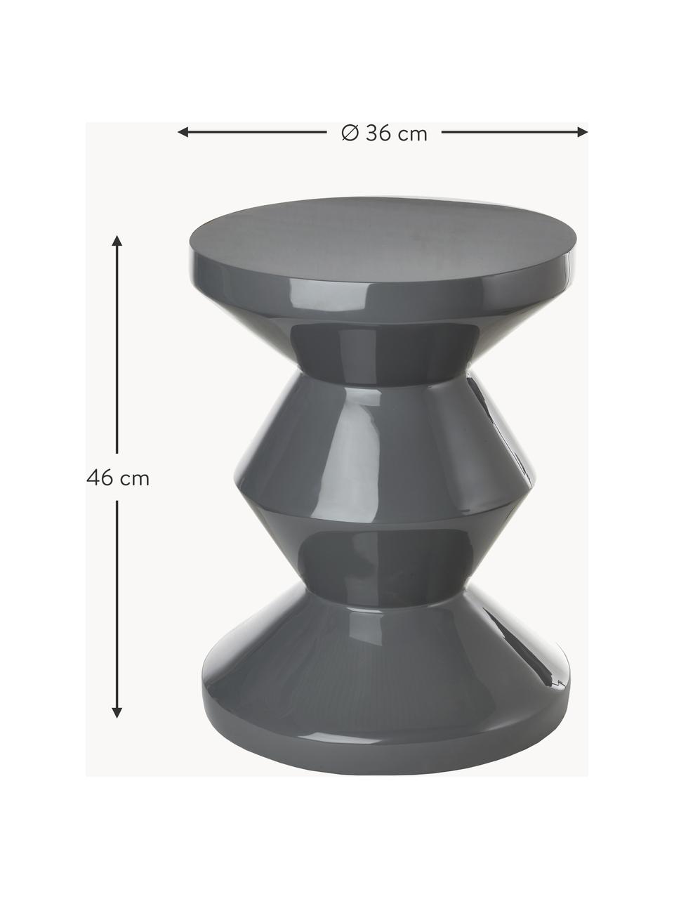 Kulatý odkládací stolek Zig Zag, Lakovaná umělá hmota, Tmavě šedá, Ø 36 cm, V 46 cm