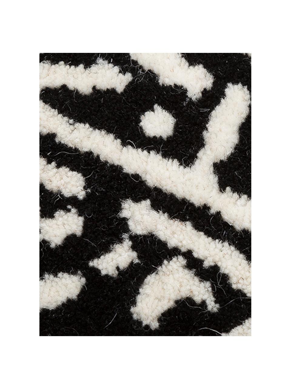 Tapis en laine noir tufté main Savanna Zebra, Noir, blanc crème, larg. 160 x long. 200 cm