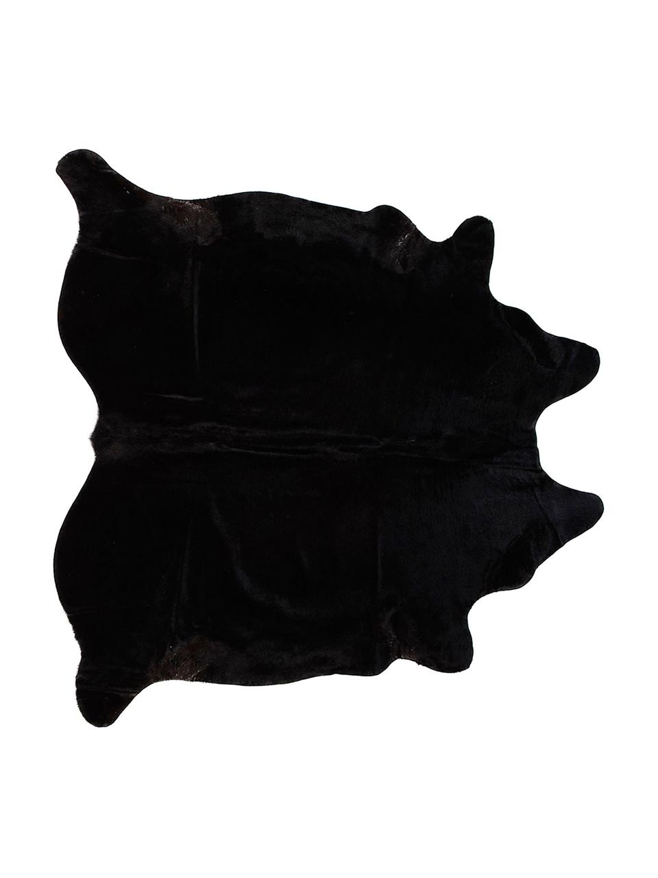 Koeienhuid vloerkleed Lana, Koeienhuid, Zwart, B 180 x L 200 cm