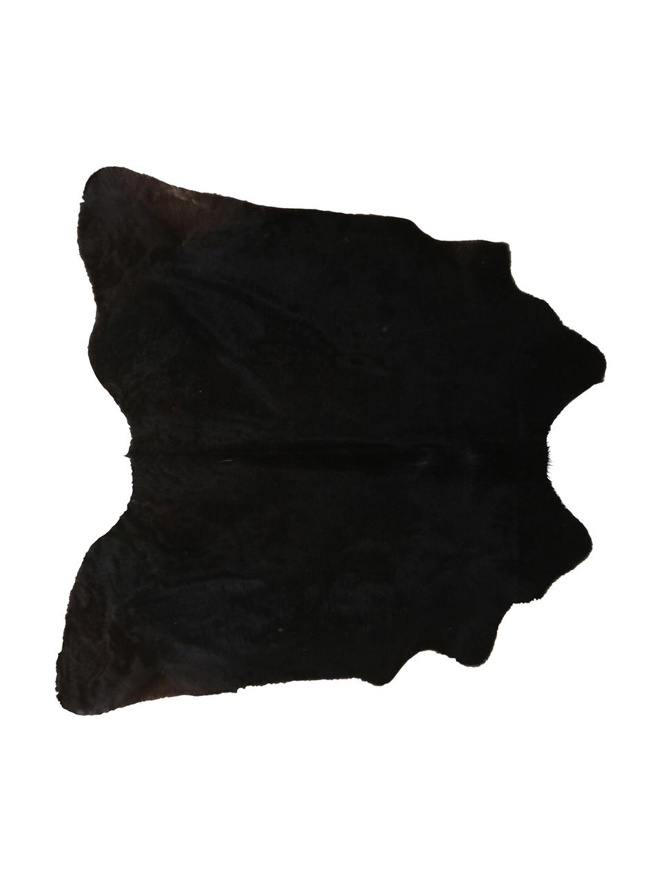 Tappeto in pelle di mucca Lana, Pelle bovina, Nero, Larg. 180 x Lung. 200 cm