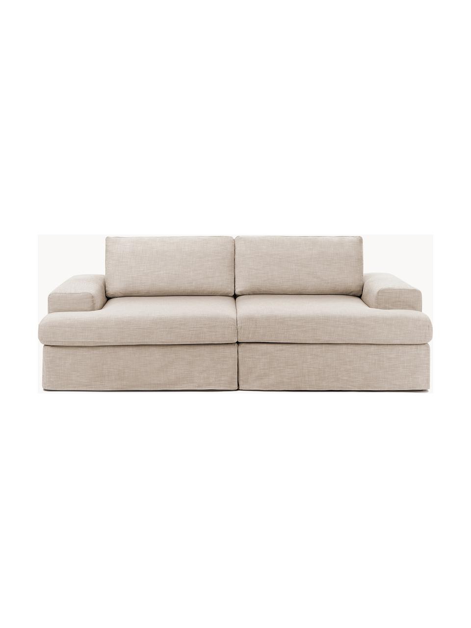 Sofa modułowa Russell (3-osobowa), Tapicerka: 100% bawełna Dzięki tkani, Stelaż: lite drewno sosnowe z cer, Nogi: tworzywo sztuczne, Beżowa tkanina, S 206 x G 103 cm