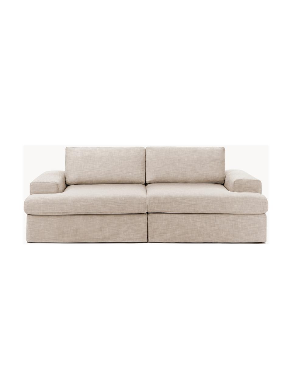 Modulares Sofa Russell (3-Sitzer) mit abnehmbaren Bezügen, Bezug: 100% Baumwolle Der strapa, Gestell: Massives Kiefernholz, Spe, Füße: Kunststoff Dieses Produkt, Webstoff Beige, B 206 x T 103 cm