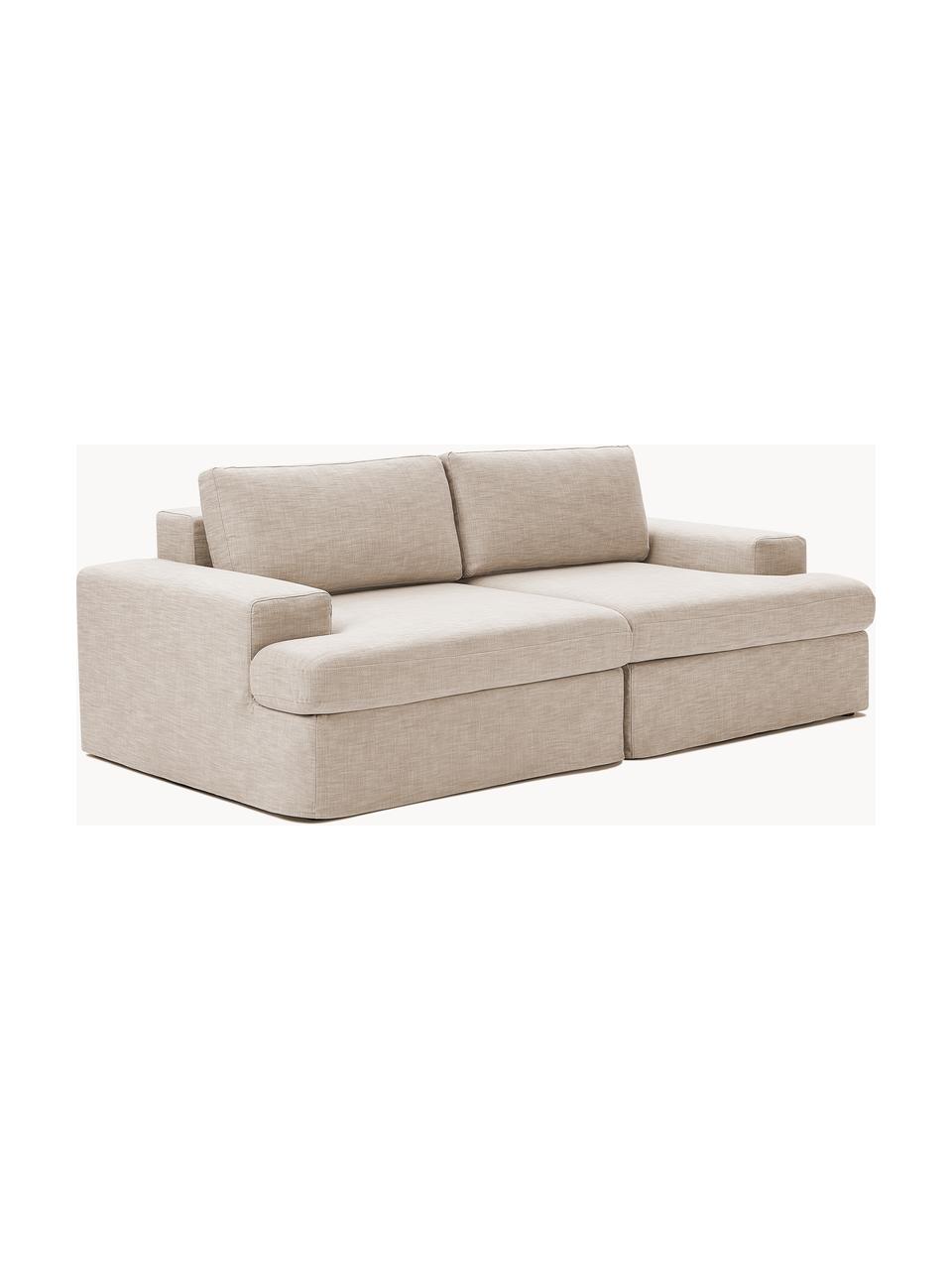 Sofa modułowa Russell (3-osobowa), Tapicerka: 100% bawełna Dzięki tkani, Stelaż: lite drewno sosnowe, skle, Nogi: tworzywo sztuczne Ten pro, Beżowa tkanina, S 206 x G 103 cm