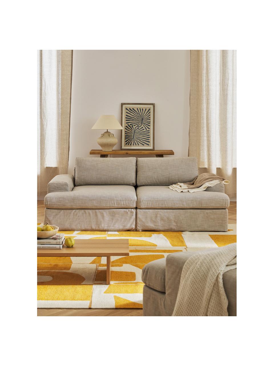 Modulares Sofa Russell (3-Sitzer) mit abnehmbaren Bezügen, Bezug: 100% Baumwolle Der strapa, Gestell: Massives Kiefernholz, Spe, Webstoff Beige, B 206 x T 103 cm