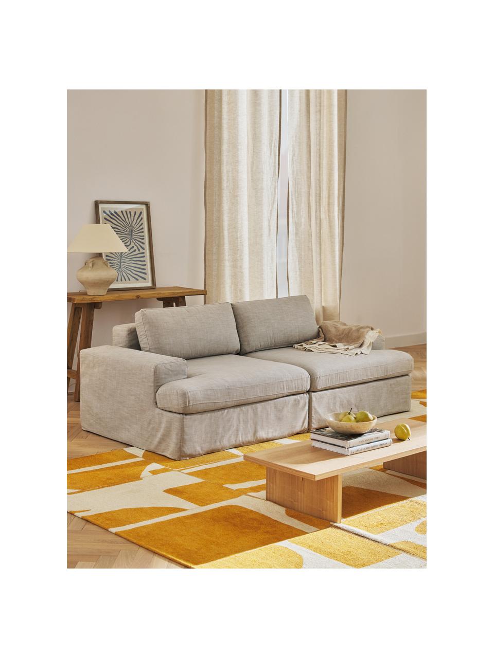 Modulares Sofa Russell (3-Sitzer) mit abnehmbaren Bezügen, Bezug: 100% Baumwolle Der strapa, Gestell: Massives Kiefernholz, Spe, Webstoff Beige, B 206 x T 103 cm