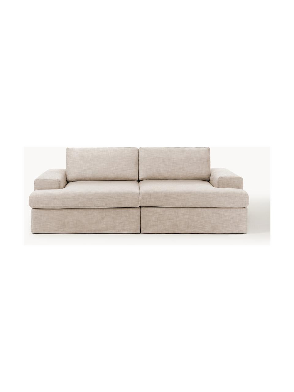 Modulares Sofa Russell (3-Sitzer) mit abnehmbaren Bezügen, Bezug: 100% Baumwolle Der strapa, Gestell: Massives Kiefernholz, Spe, Füße: Kunststoff Dieses Produkt, Webstoff Beige, B 206 x T 103 cm